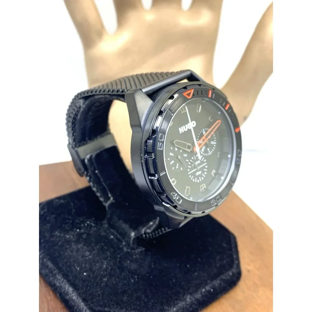 Hugo Boss Men's Watch 1530289 Quartz Black Dial Mesh Stainless Steel 44mm